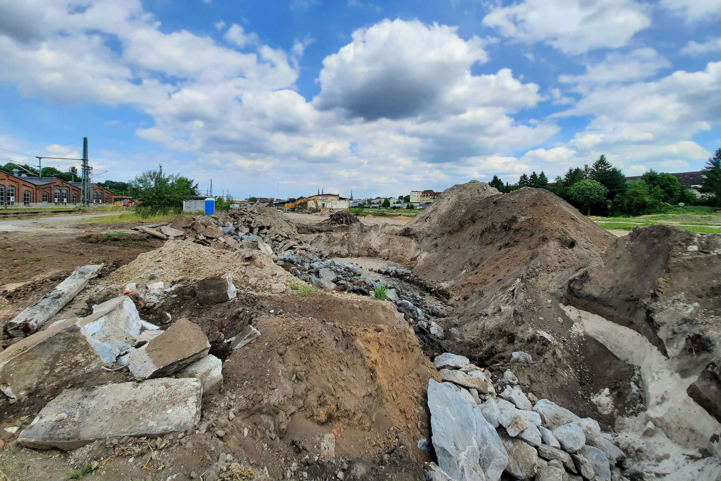 Neue Meile – Abruch des Fundaments der Drehscheibe